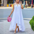 Sexy metal buckle collar loose long dress