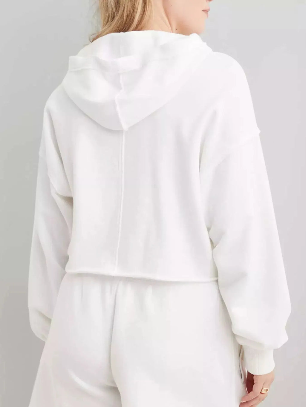 Exposed Seam Dropped Shoulder Hoodie