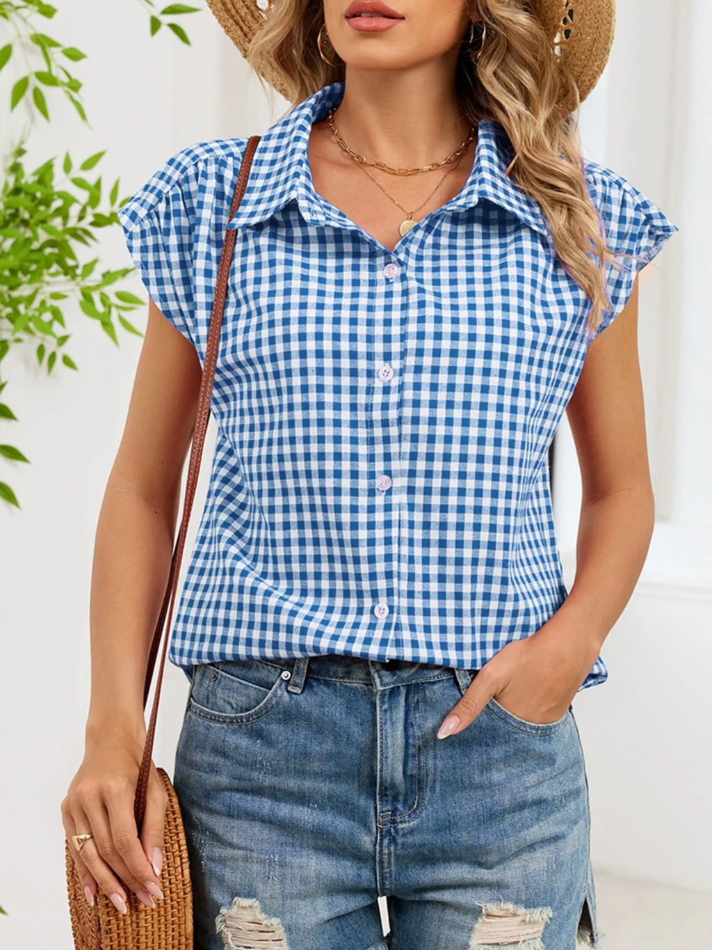 Gingham Button-Down Shirt