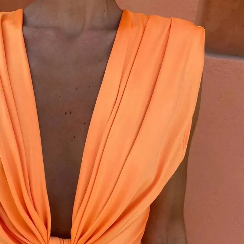 Darly| Elegant Draped Evening Dress with Split