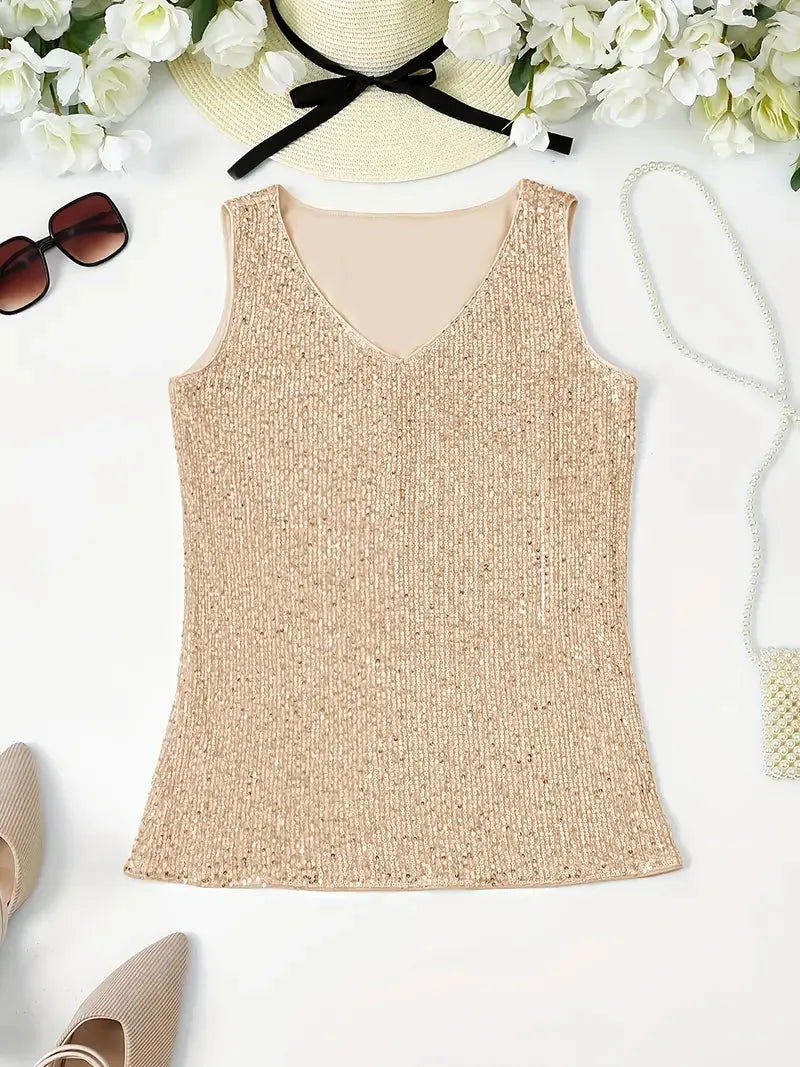 Elegantes Ärmelloses Top mit Pailletten