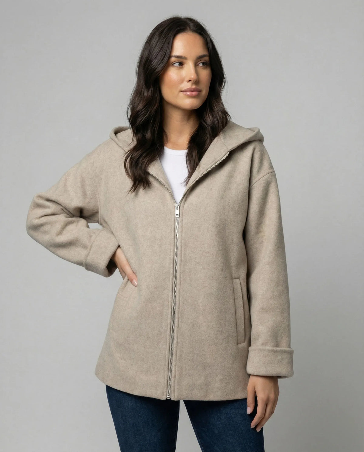 - Moderne Damenjacke Kapuze & Lockerer Schnitt