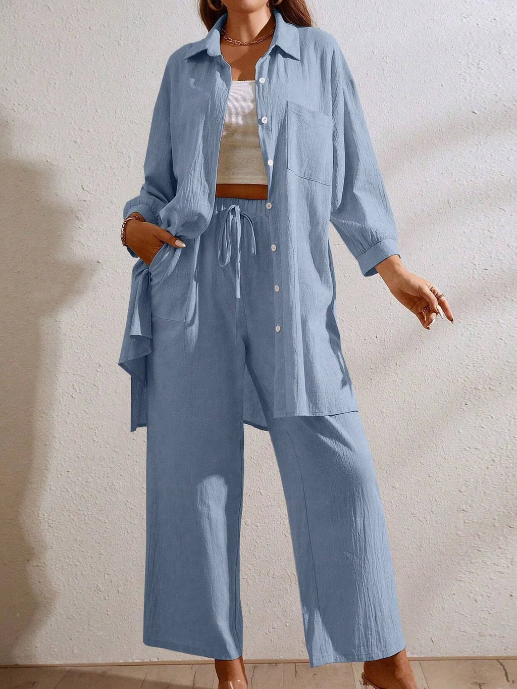 Conjunto Feminino Klycia CalÃ§a Pantacourt Azul
