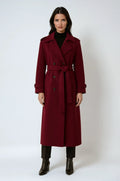 Burgundy Lange Wollen Winterjas – Elegantie & Warmte Voor IJskoude Dagen