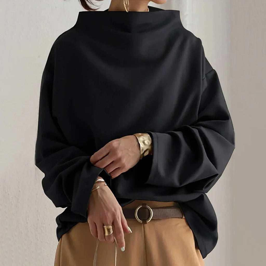 - Damen minimalistisches lockeres schwarzes Oberteil für vielseitigen Stil