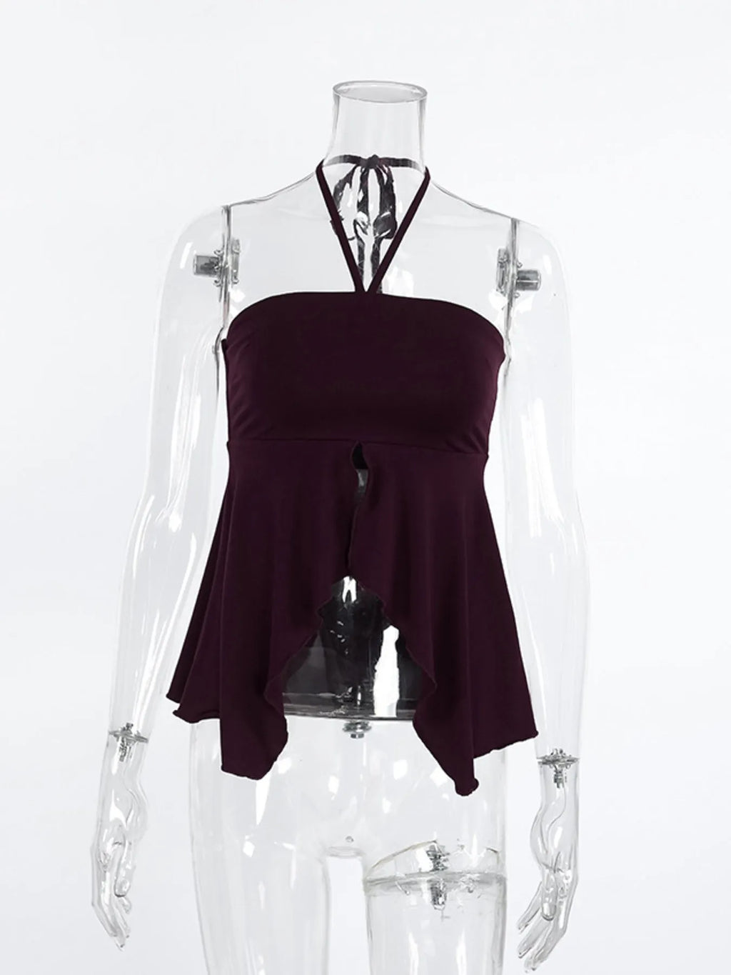 Halter Neck Asymmetrical Hem Cami