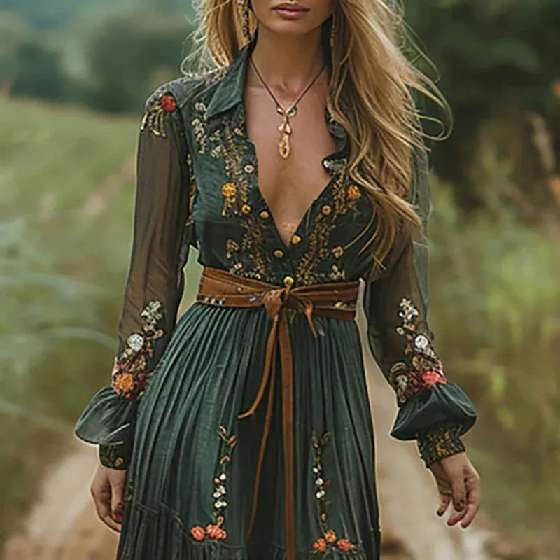 Flowy Bohemian Maxi Dress for Women