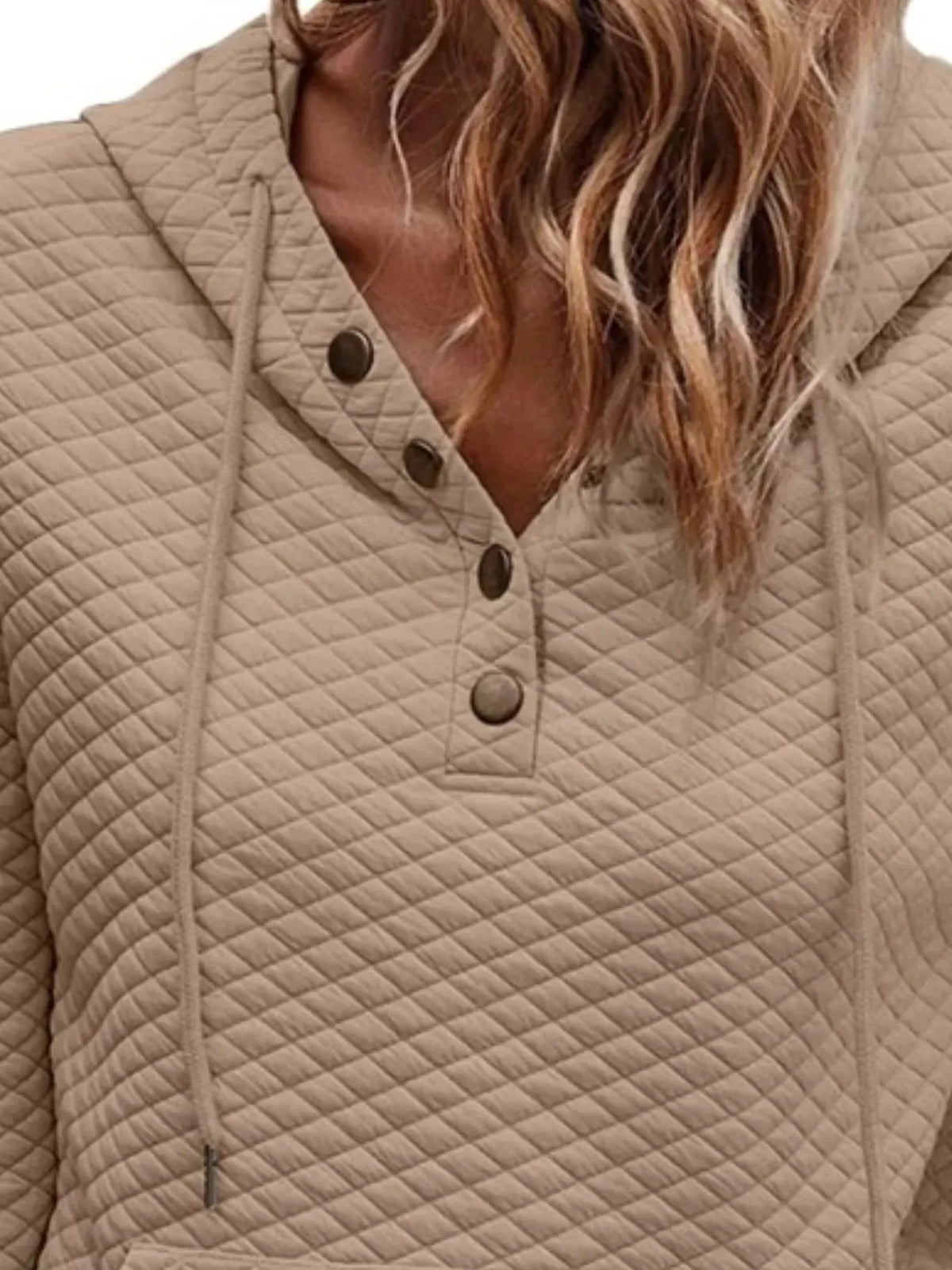 Drawstring Textured Dropped Shoulder Hoodie