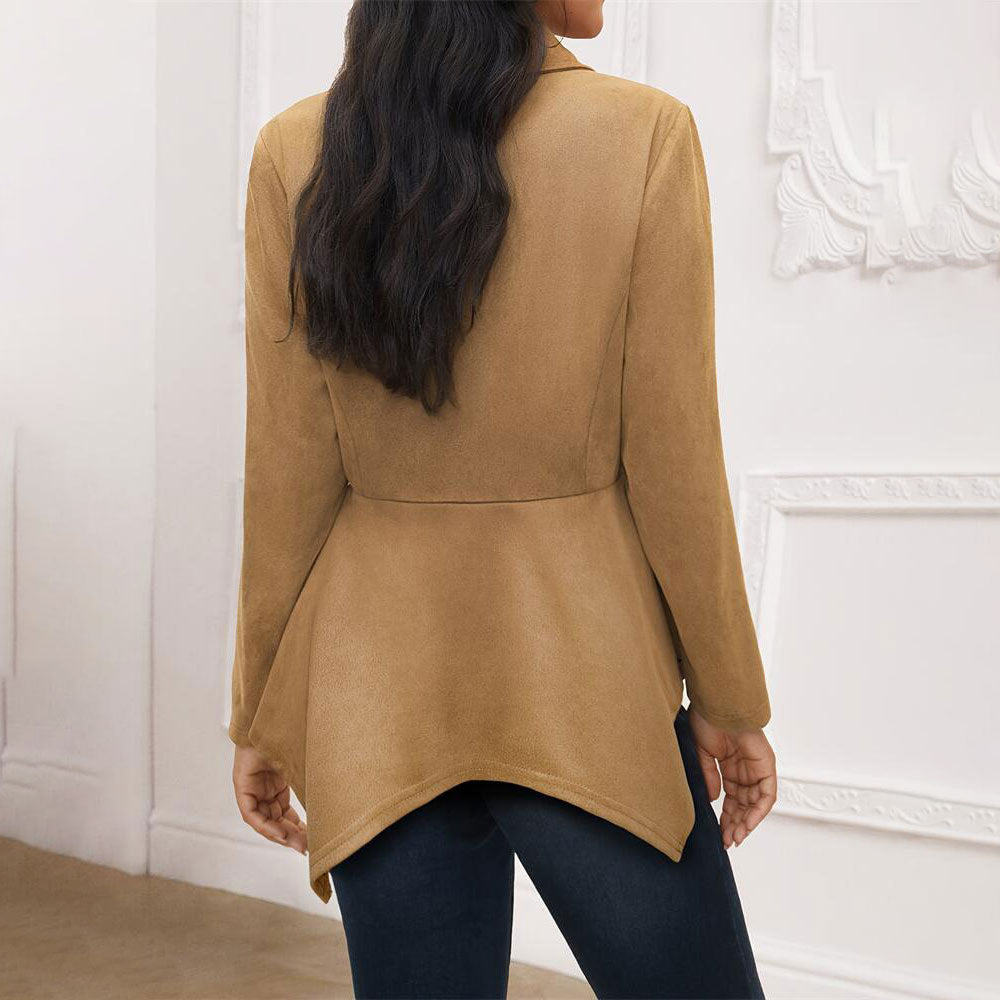 Elegant and casual suede polo collar jacket