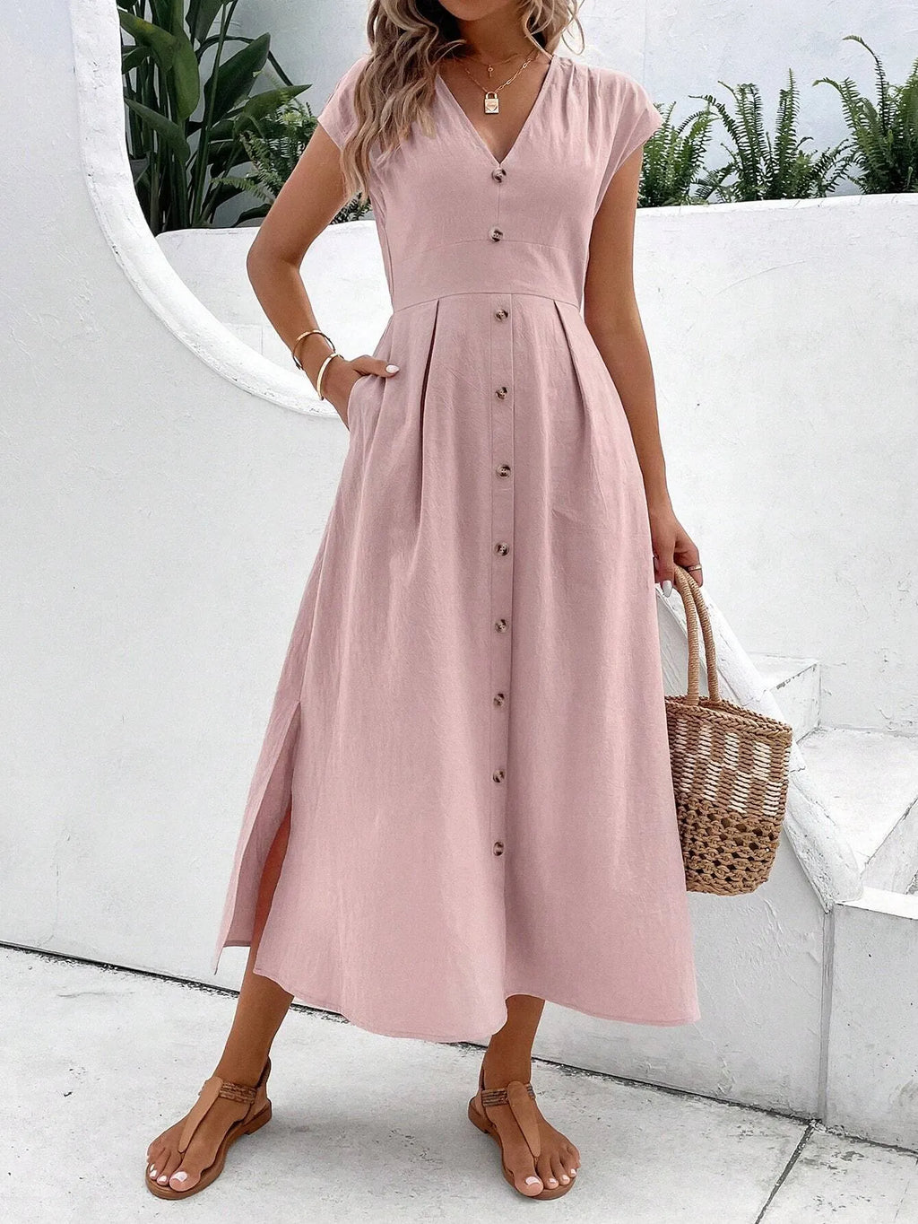 Vestido Longo Taisa Rosa