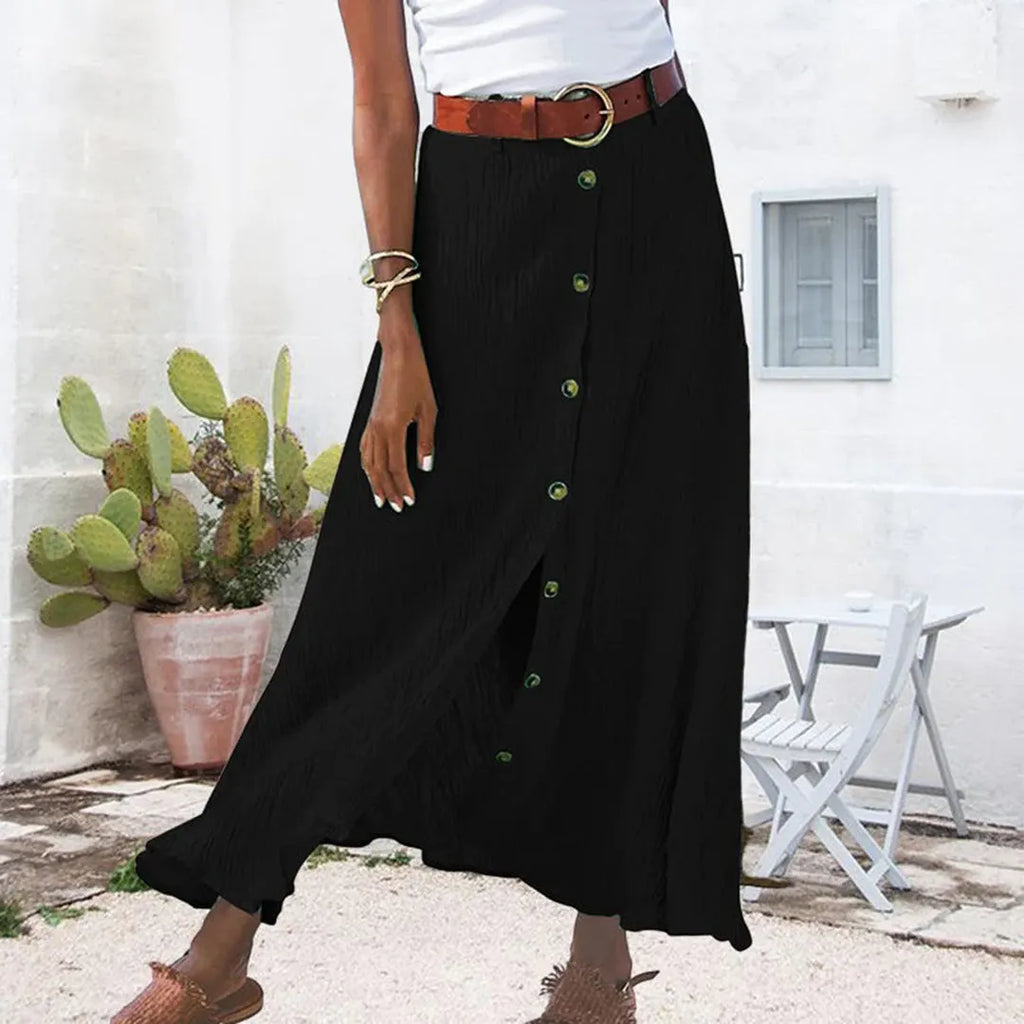 TAVIRA | Maxi Zomer Rok Voor Dames Met Blouse knoop Design - Zomers & Luchtig