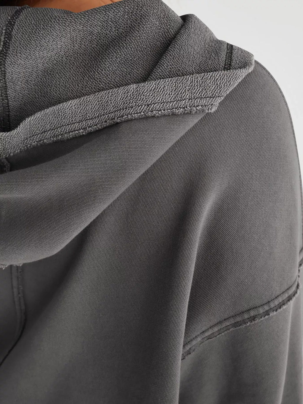 Exposed Seam Dropped Shoulder Hoodie
