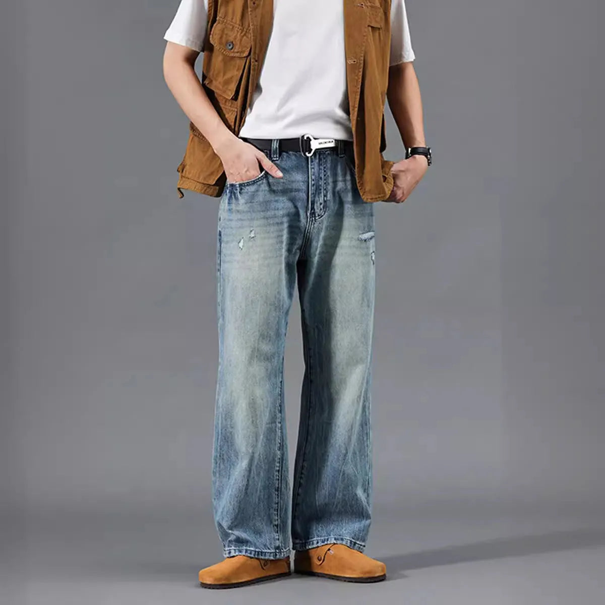 Herren entspannte Jeans im modernen Destroyed-Look