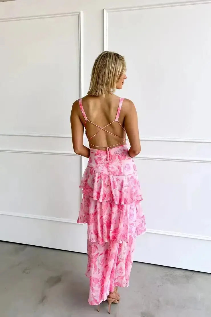 Kleid | Rüschensaum & V‑Ausschnitt | Sommer/Frühling
