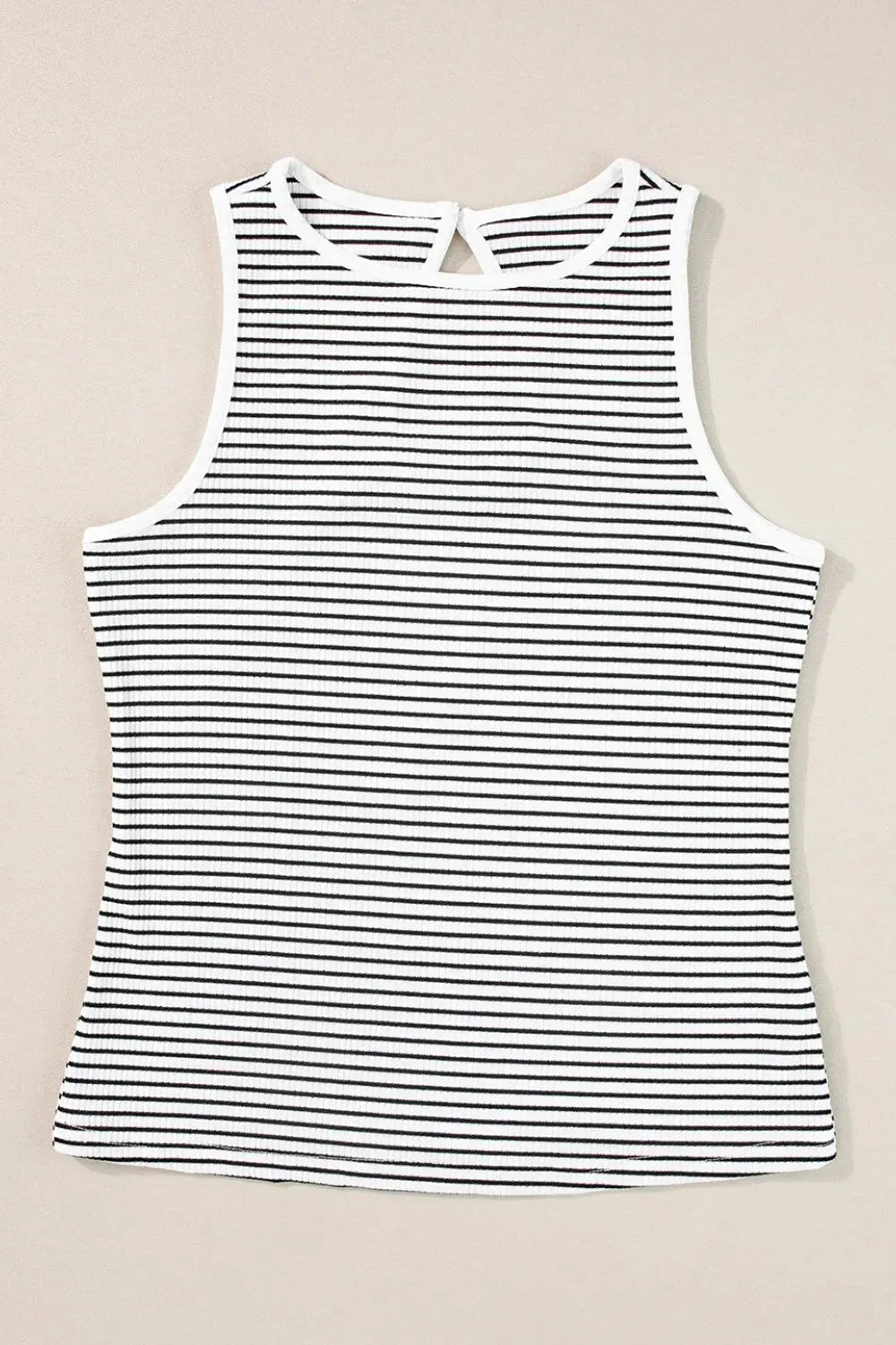 Striped Ribbed Round Neck Tank
