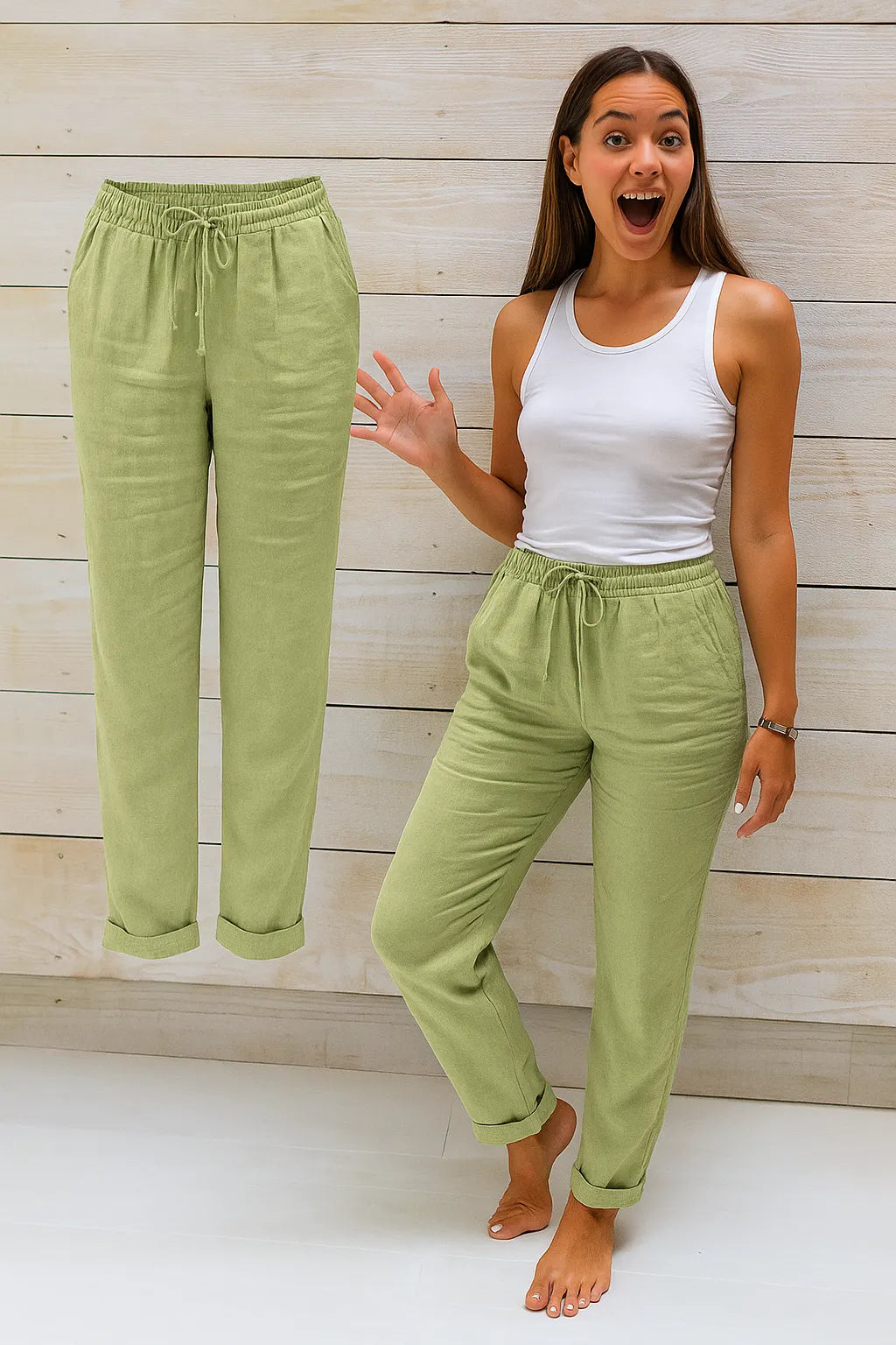 Comfortable Airy Women's Pants With Elastic Waist And Pockets