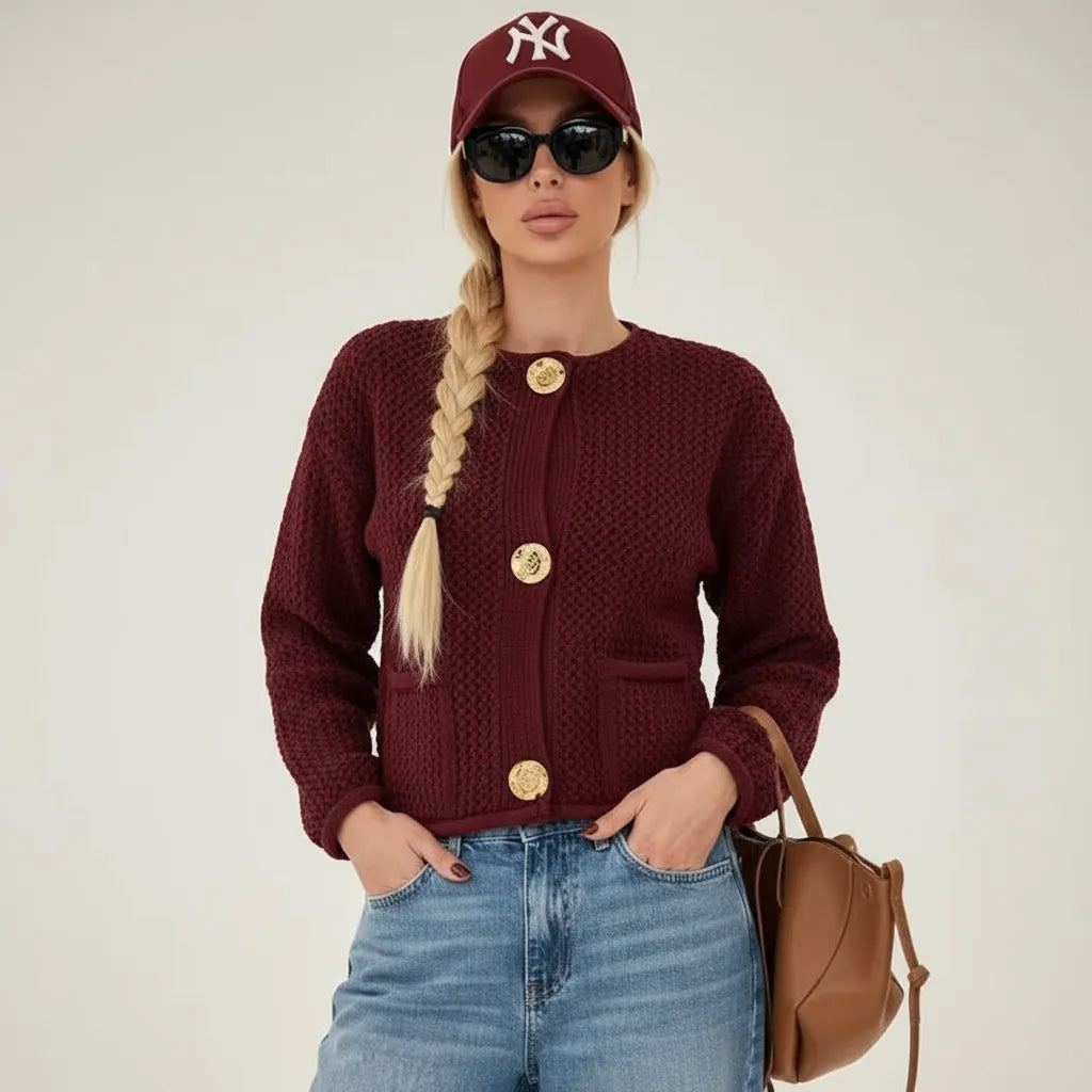 Hagar Zeitlose Struktur Strickjacke