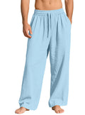 Herren nan leichte Leinen-Loungehose mit elastischem Bund und Seitentaschen