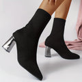 Elegante Strick-Ankle Boots mit Absatz