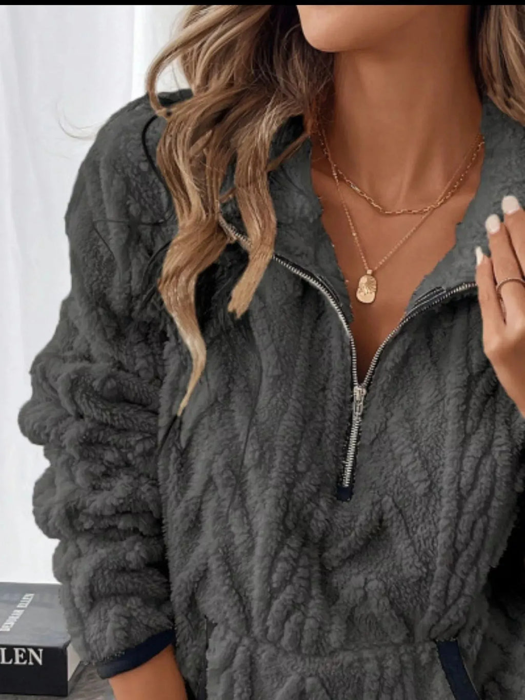 Full Size Sherpa Half Zip Sweatshirt Plus Size