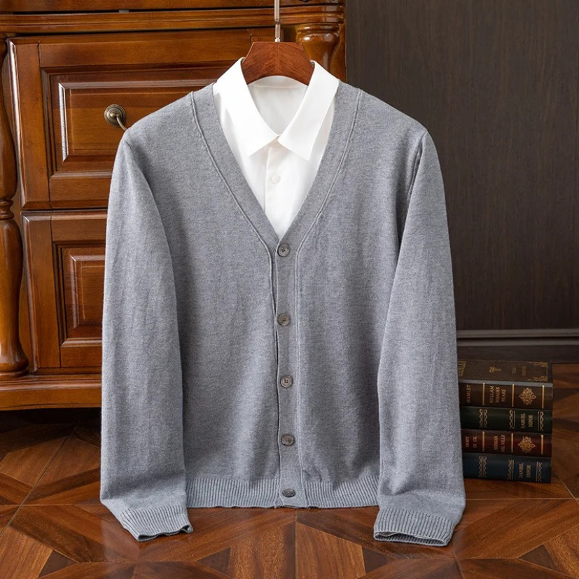 Herren Strickjacke Mit KnÃ¶pfen, Leichtes Material, V-ausschnitt, Klassischer Stil