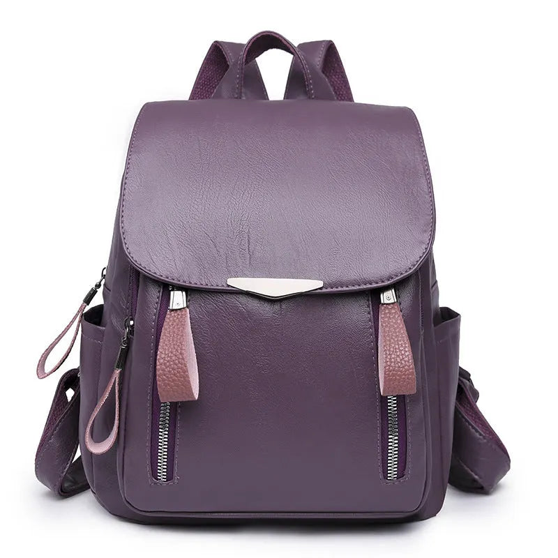 Damen-Lederrucksack mit diebstahlsicherem Design