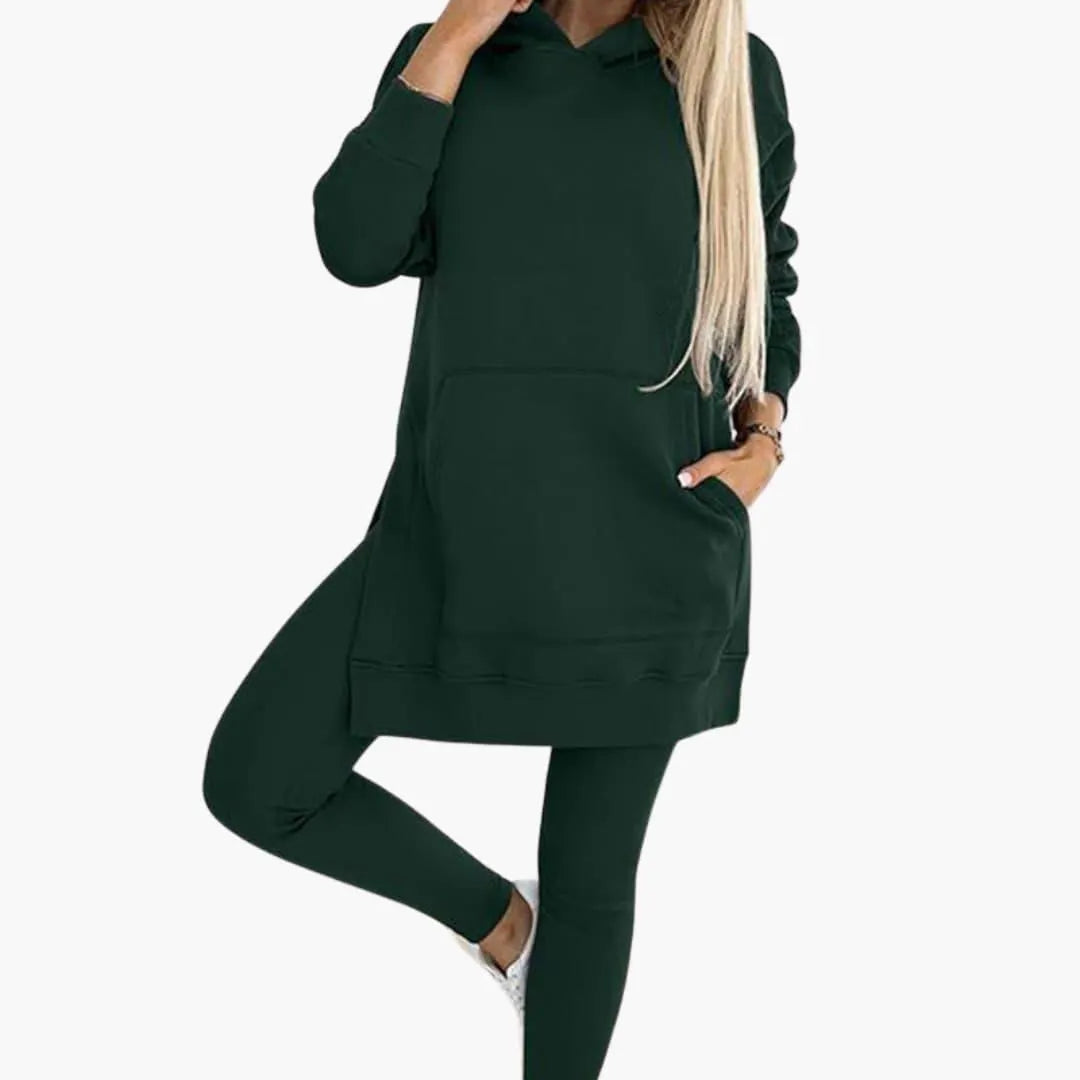 Womenâ€™s Two-Piece Hoodie and Leggings Set with Fitted Leggings