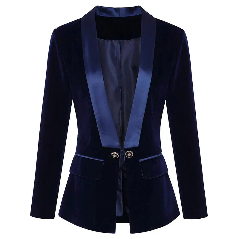 Blazer aus Samt mit Satinaufschlägen