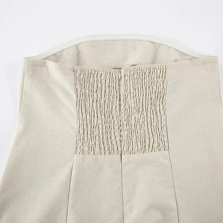 ELODIE | Lange Strapless Jurk Van Linnen-Katoen â€“ Luchtig, Natuurlijk, Elegant