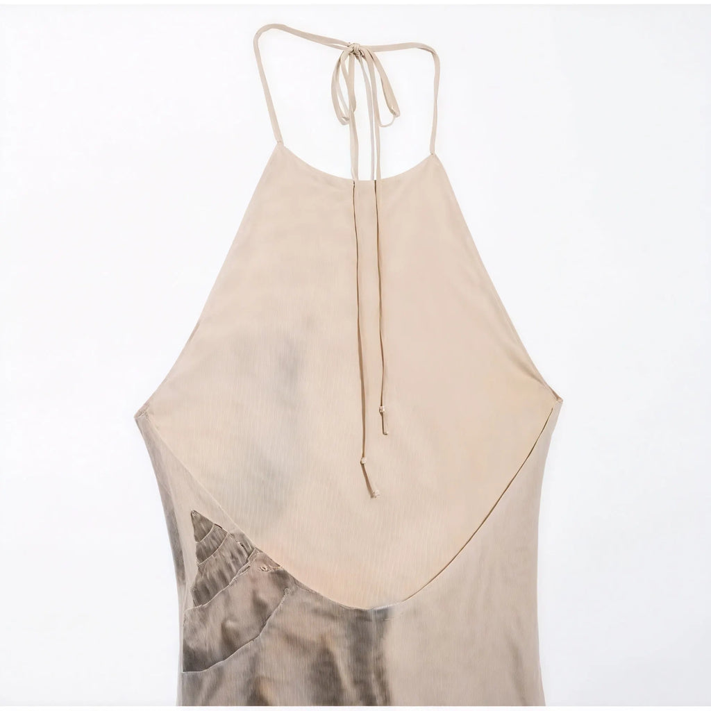 Halterneck Maxikleid – Einzigartiger Print, Strukturiert