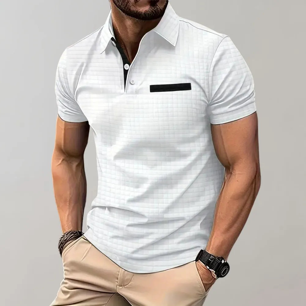 - Texturiertes Poloshirt