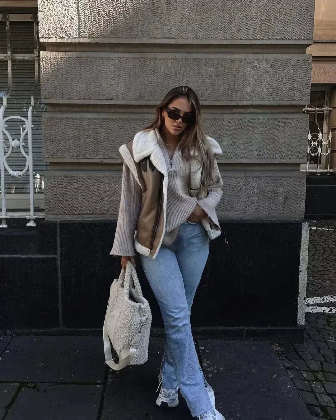 Leer Look Dames Bodywarmer Vest met Teddy Voering – Warm & Modieus