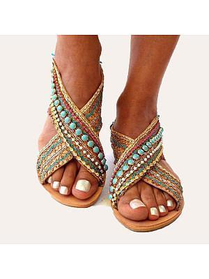 Ethnic Style Flat Large Size Sandals