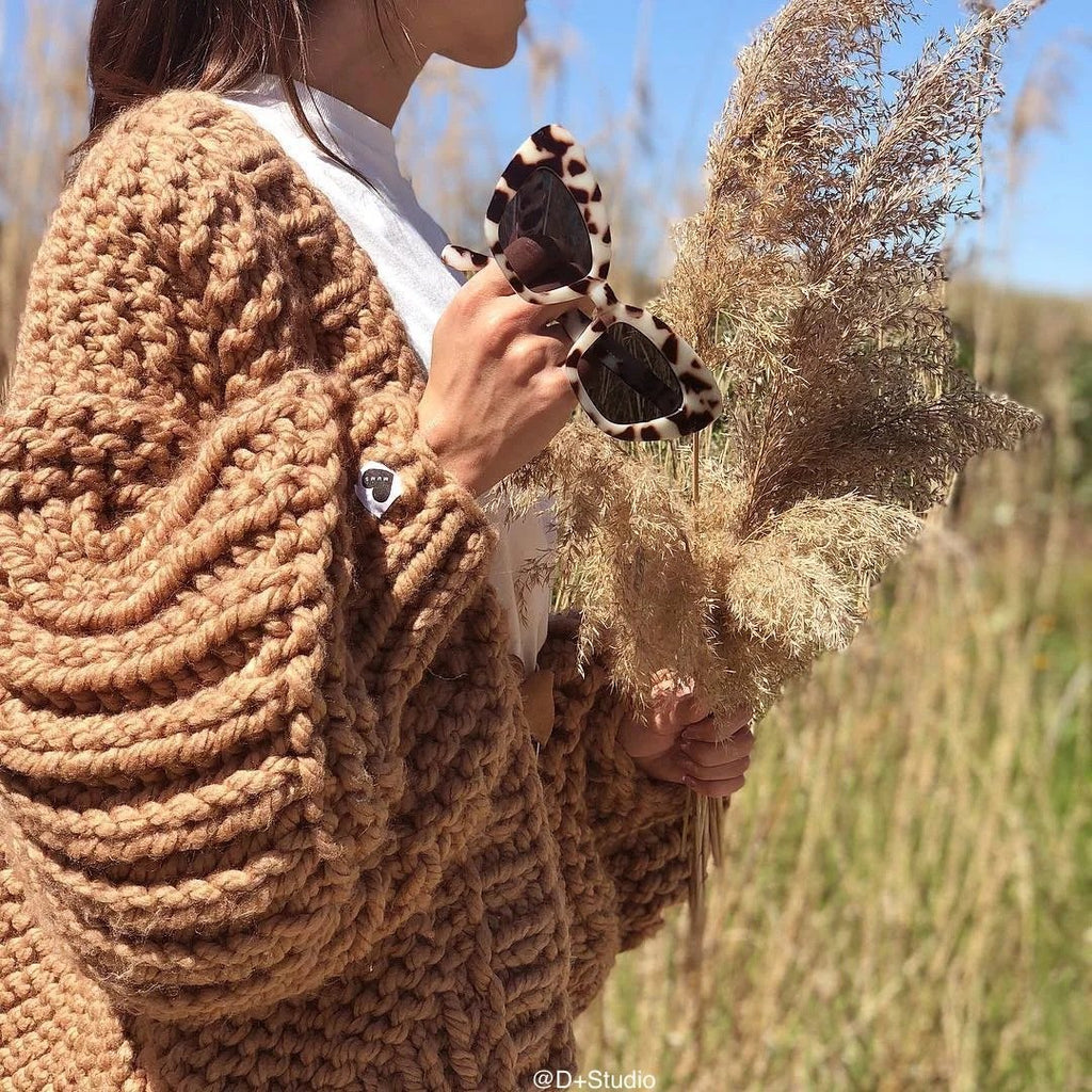 Women's Fashion Cardigans Thick Hand Knitted V-neck Open Stitch Sweaters Loose Oversized Sweater Winter Chic Boho Outerwear