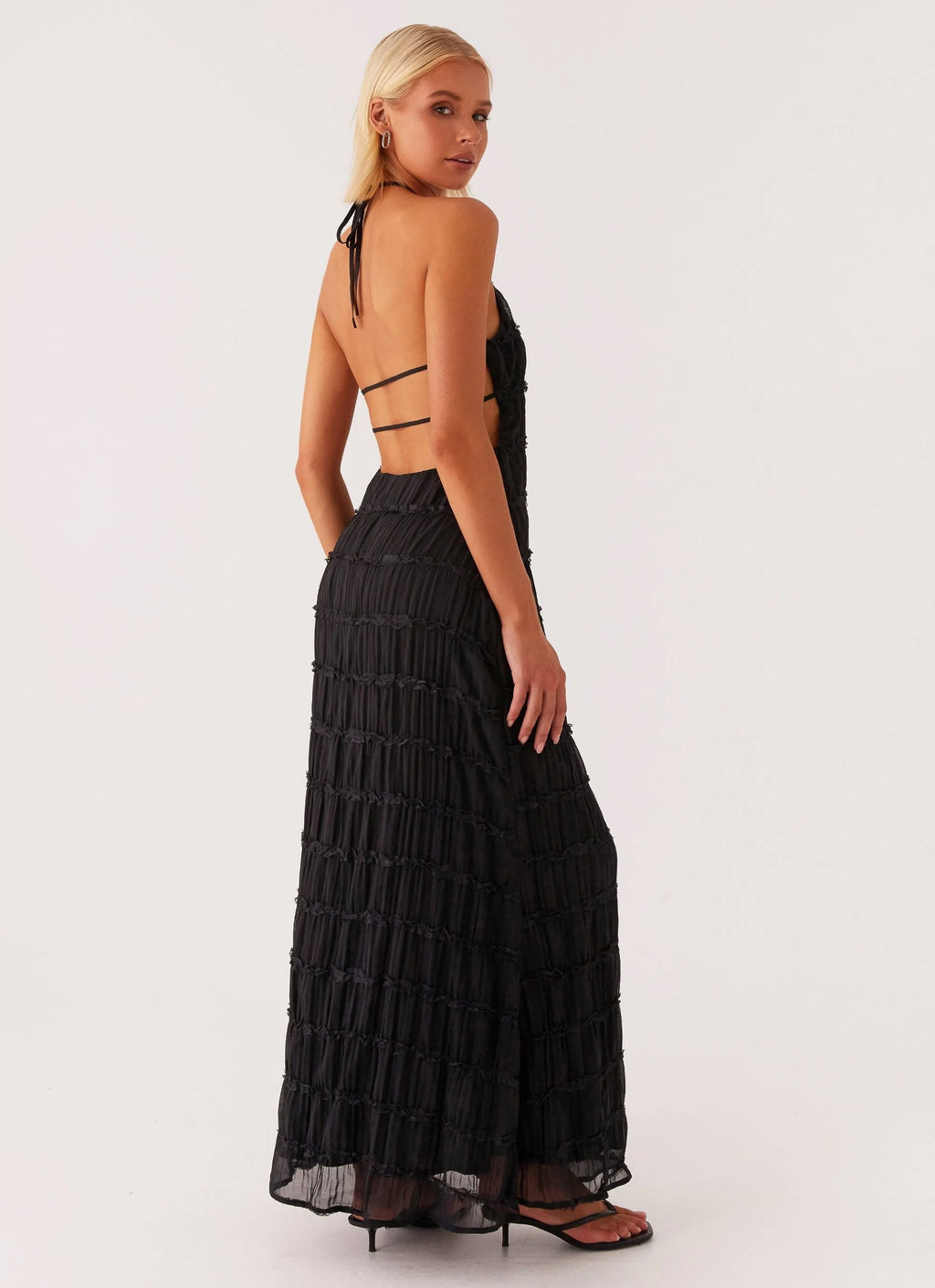 Texturiertes Halter Maxi-Kleid