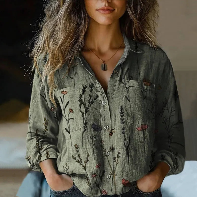 Ingrid | Vintage Bluse Med Blomsterprint