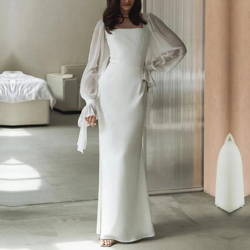 Lange maxi jurk met chiffon mouwen | Pure elegantie voor bijzondere momenten!