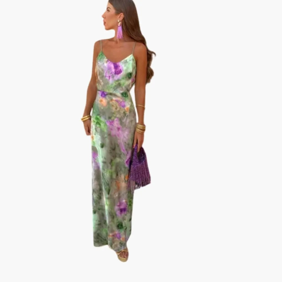 Womenâ€™s Dress with Floral Pattern and Detachable Scarf