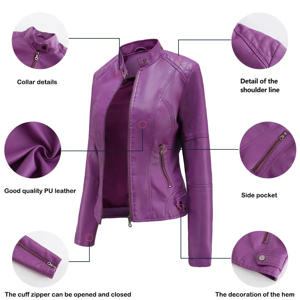 Damen Lederjacke mit Mao