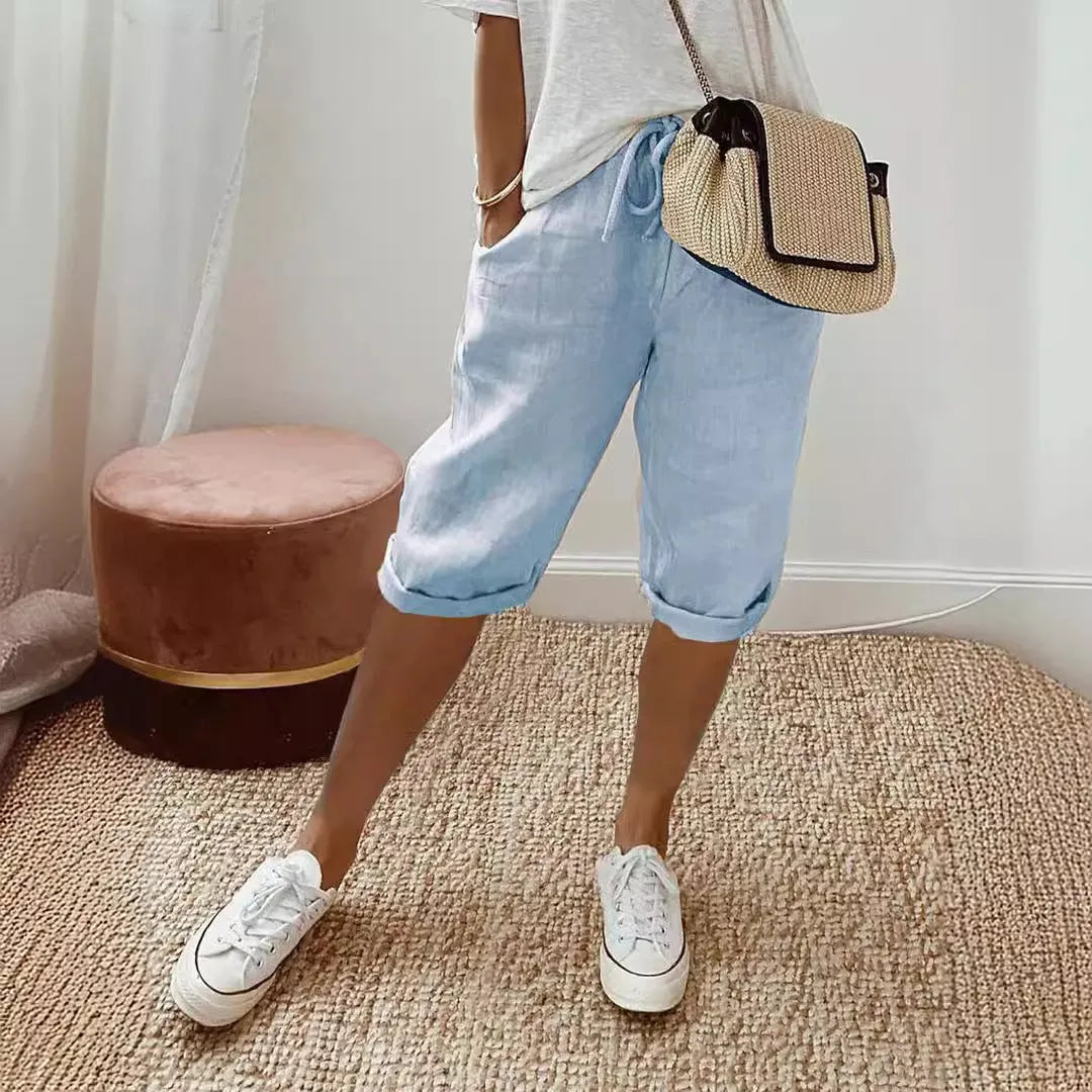 Damen Luftige Leinen Shorts