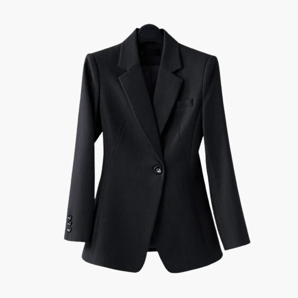 Women's Blazer Set with Single Button and Straight Leg Trousers
