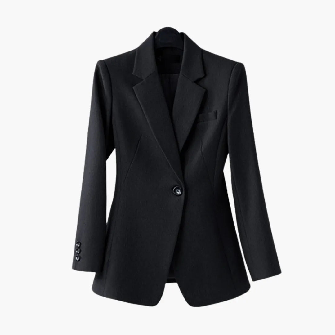 Women's Blazer Set with Single Button and Straight Leg Trousers