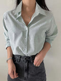 Blusa Feminina Manga Longa Modelo Camisa Verde