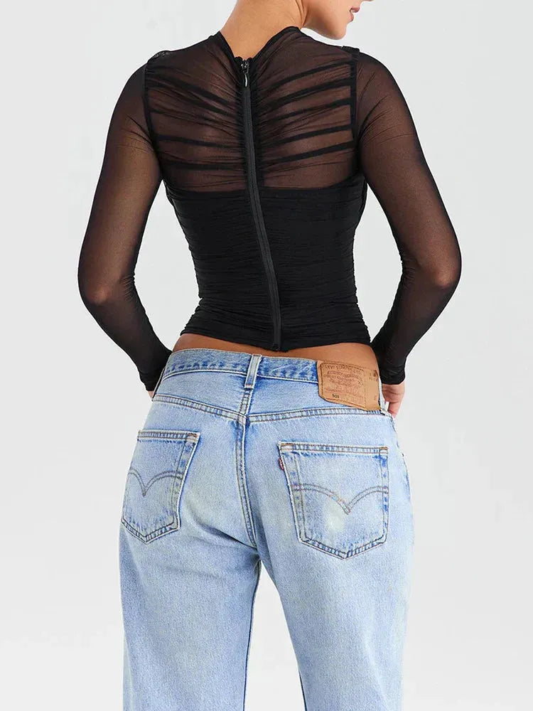 SELENA | Luxe Mesh Longsleeve – Ademend, Comfortabel & Elegant