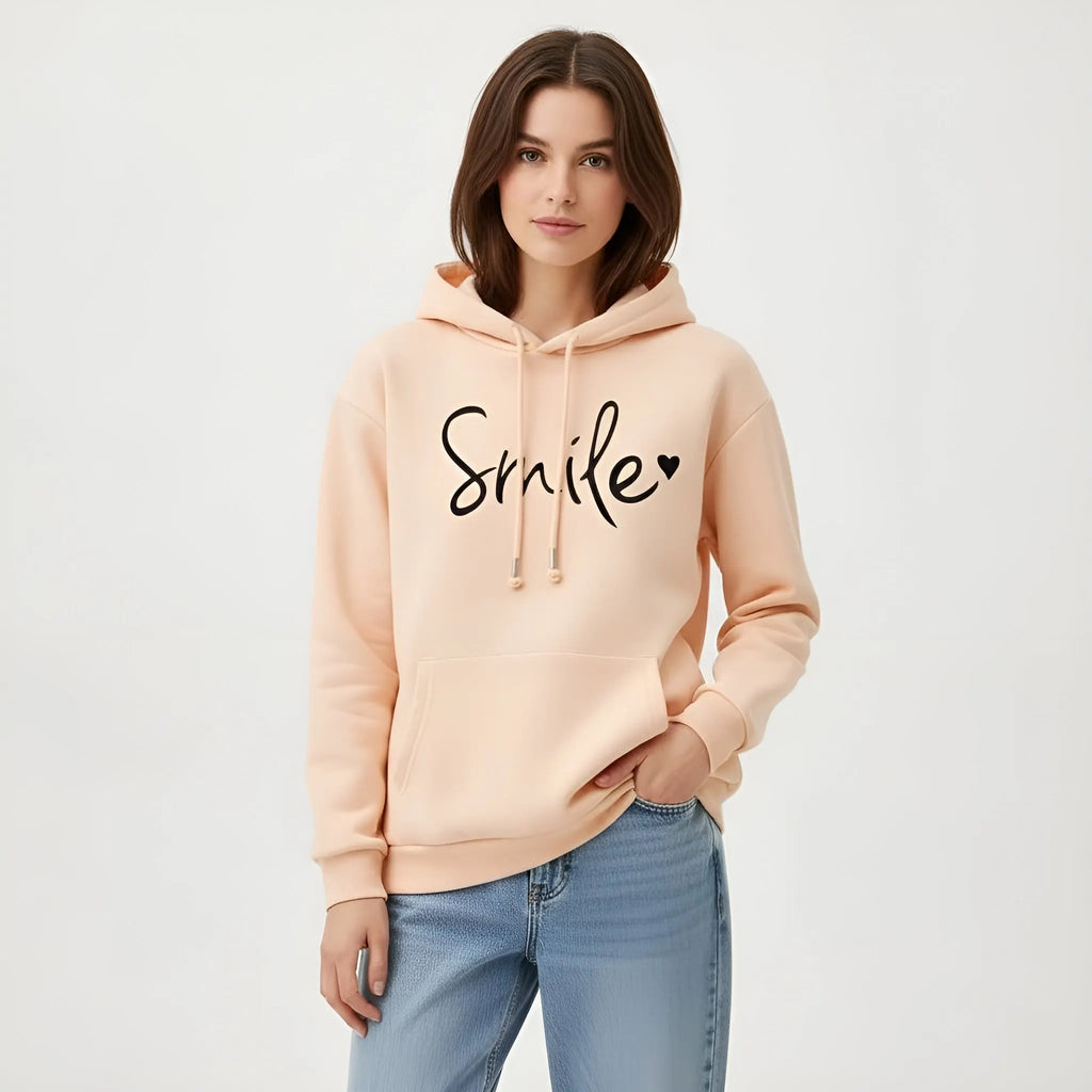 Dames Hoodie Met 'SMILE' Opdruk â€“ Comfort, Positiviteit & Casual Stijl