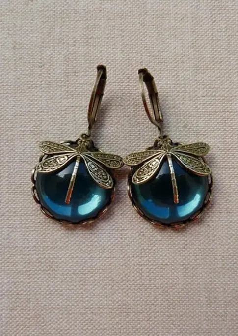 Vintage Dragonfly Glass Earrings
