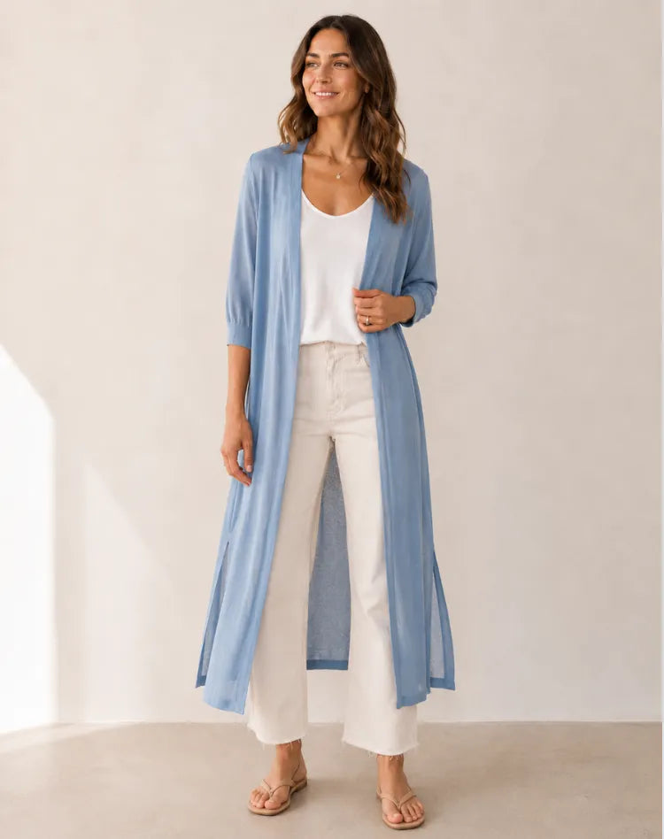 Long Soft Women's Cardigan With Open Front