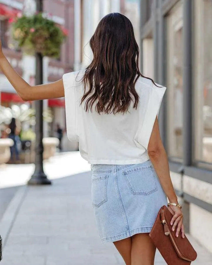 RUTH | Licht Blauw Denim Rok Voor Dames Met Asymmetrisch Design - Zomers & Stijlvol
