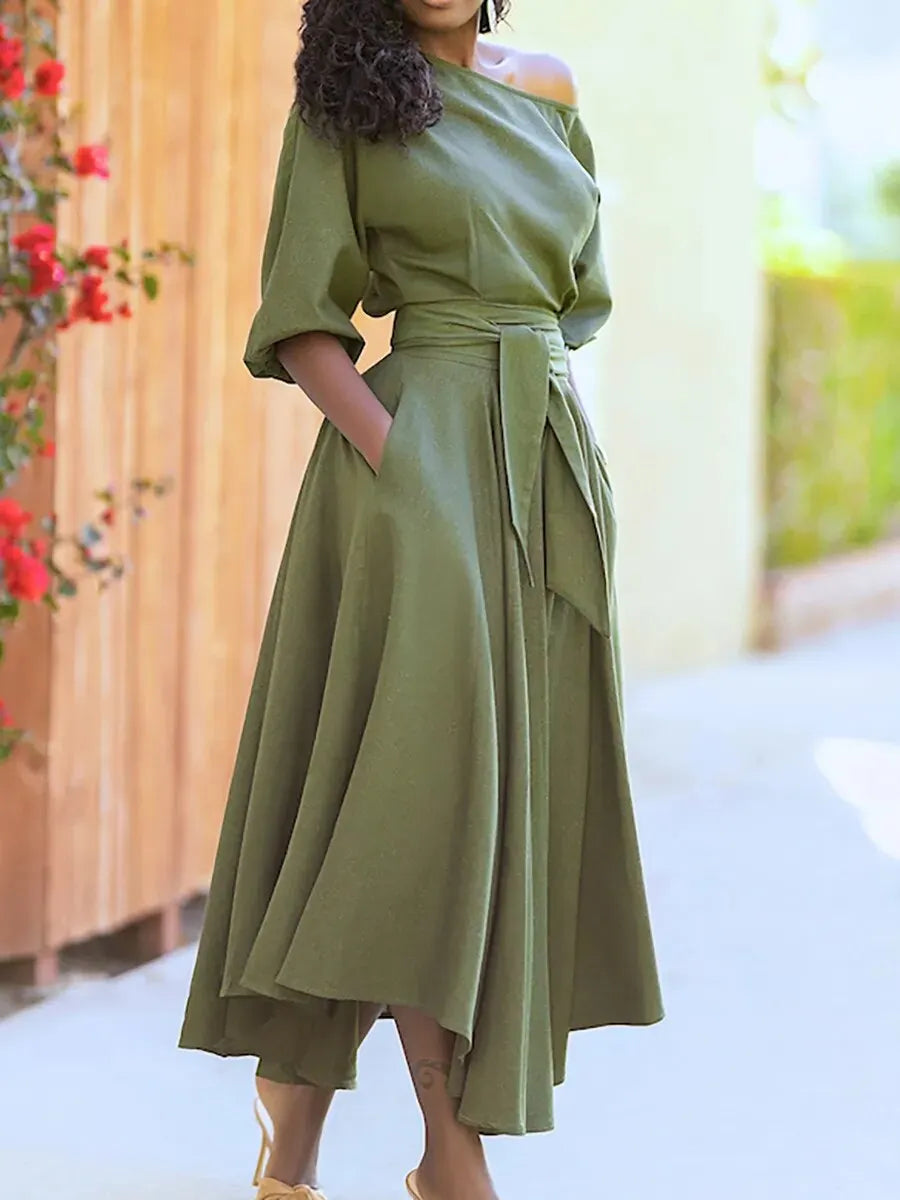 - Kleid mit Schnürung und Laternenärmeln