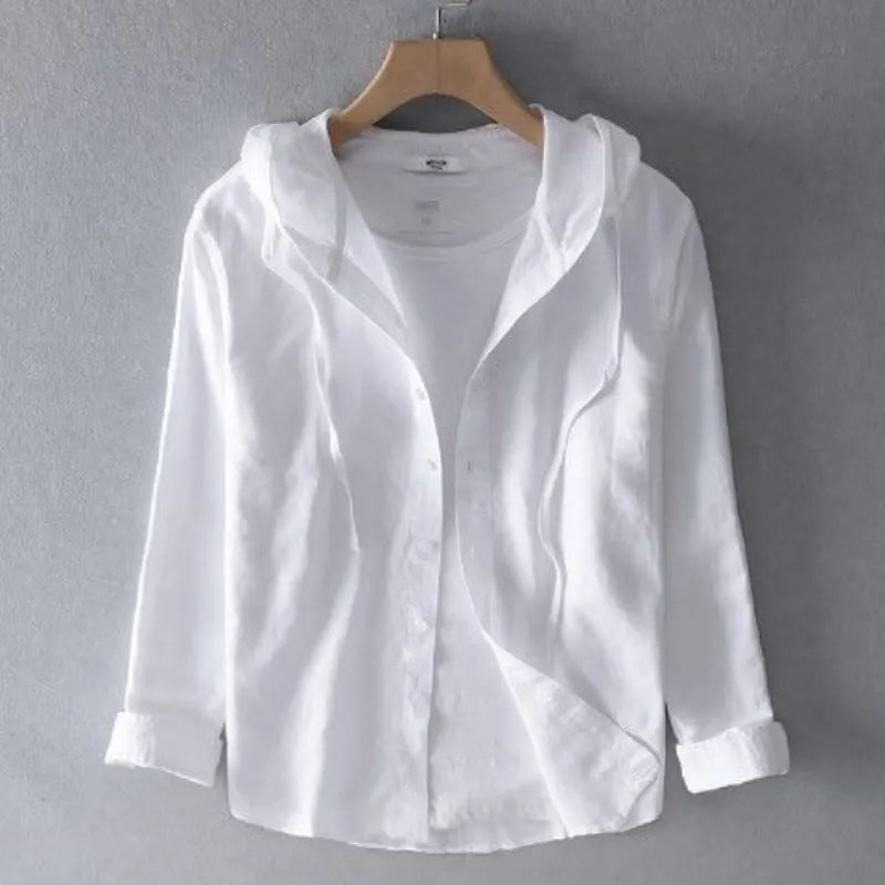 Herren Langarm Hemd Kapuzenshirt